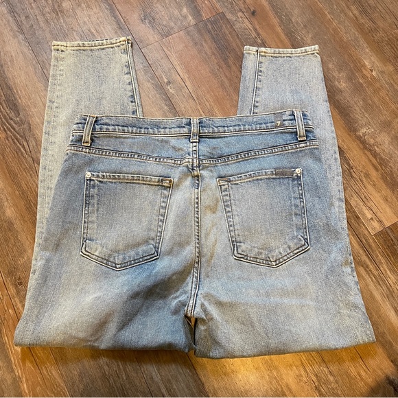 7 For All Mankind Criss Cross Waist Denim Ankle Tapered Jeans Size 32 - Picture 3 of 12